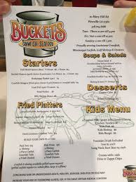 Buckets Seafood Menu Seafood Menu Menu Restaurant Chicken Menu