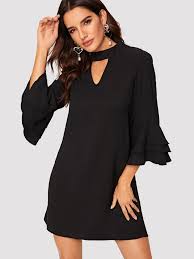 Choker Neck Layered Sleeve Tunic Dress Tunic Dress Dresses Neck Choker