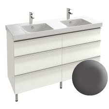 Meuble vasque suspendu eb878 de la société jacob delafon. Meuble Sous Plan Vasque Odeon Up 137cm 6 Tiroirs Melamine Brillant Gris Anthracite Jacob Delafon Ref Eb996 N14