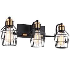 Shop for bath vanity light fixtures online at target. Buy 3 Light Industrial Rustic Bathroom Vanity Light Vintage Wall Light Fixture Metal Wire Cage Wall Sconce Bathroom Lighting Fixture Matte Black Finish Brass Accent Socket Online In Indonesia B08m5hwlrx