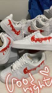 Nike Air Force 1 With Drip Louis Vuitton In Red The Custom Movement In 2020 Nike Air Force Louis Vuitton Shoes Sneakers Nike Air