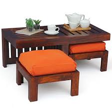Sculpture Of Coffee Table With Stools Invites More Friends To Hang Out Center Table Living Room Home Decor Furniture Furniture