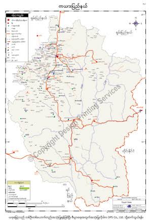 Kayah State & Region Map Myanmar Version