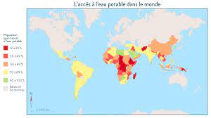 Salut les amis, je sais, ça fait bien longtemps que je n'ai pas écrit sur ce blod, les projets et… Carte L Acces A L Eau Potable Dans Le Monde Schoolmouv