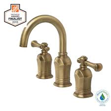 Glacier Bay Verdanza 8 In Widespread 2 Handle High Arc Bathroom Faucet In Antique Brass Hd67389w 8024h The Home Depot Bathroom Faucets Brass Bathroom Faucets High Arc Bathroom Faucet