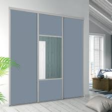 Lorsqu'on se lance dans la rénovation d'un bien, l'ambiance que l'on souhaite. Facade De Placard Coulissante 3 Portes Decor Bleu Gris Miroir Argent Kazed