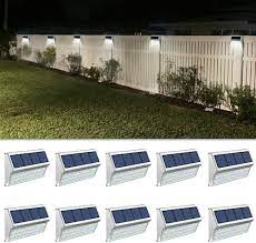 Garden fencing ideas at argos. Roshwey Deck Lights Outdoor 30 Led Stainless Steel Fence Post Solar Lamps Waterproof Step Lighting For Walkway Stairs Pack Of 10 Cool White Light Amazon Com