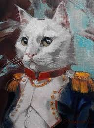 Military Cat Art Original Painting On Canvas French Style Etsy Animal Portraits Art Custom Cat Portrait Cat Portraits