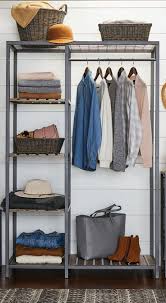 Better Homes Gardens Farmhouse Grey Wood And Metal Garment Rack Walmart Com In 2020 Clothing Rack Bedroom Clothes Storage Without A Closet Closet Clothes Storage
