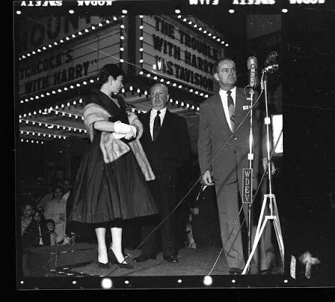 The Vermont State Archives shared this photo from the premier of the 1955  film, "The Trouble With Harry." They write, "On September 30, 1955, Alfred  Hitchcock's The Trouble With Harry had its