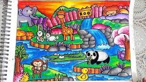 Skor a spm kertas 2 2020 menggunakan oil pastel. Cara Menggambar Dan Mewarnai Ilustrasi Kebun Binatang Gradasi Warna Oil Pastel Untuk Pemula