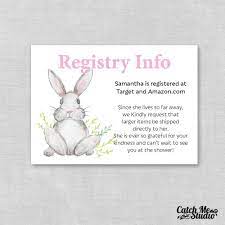Excited To Share The Latest Addition To My Etsy Shop Printable Bunny Shower Gift Registry C Baby Registry Cards Baby Shower Wording Baby Shower Gift Registry