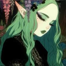 Verdant Elf Muse, Emerald Fae Avatar, Wisteria Nymph PFP, Moss-Haired Anime  Elf, Lunar Green Siren
