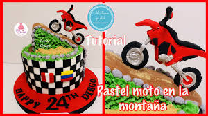 Diseños de pasteles para hombres de motos. Cake Moto En La Montana De Pastel Tutorial Decoracion En Fondant Youtube