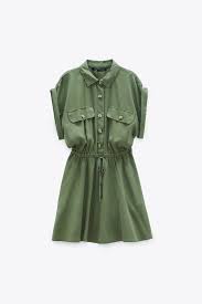 Flowy Pocket Dress Trf In 2020 Striped Shirt Dress Pocket Dress Flowy Dress Short