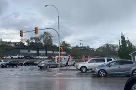Collision causes traffic slowdown on Vernon highway