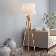 Reveals vivid color, sharp visibility, and heightened contrast. Tripod Modern Floor Lamp Led Bulb Natural Oak Wood With White Shade By Lavish Home Walmart Com Walmart Com