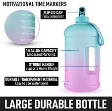 The us liquid gallon is a unit of fluid volume equal to four quarts, eight pints, or sixteen cups. Hydration Nation 1 Gallon Water Bottle Motivational Time Reminder Large 128oz Gallon Water Jug Leak Proof Gallon Jug With Flip Cap Strap Water Bottle Gallon For Sports