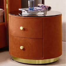 By nathan james (80) white marble traditional accent table. Modern Orange Round Nightstand Solid Wood Glass Top Bedside Table With 2 Drawers