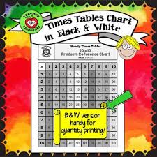Times Tables Products 10x10 Charts In Color B W