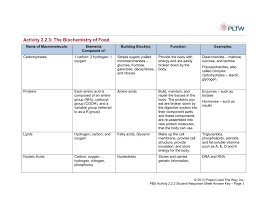 Activity 2 2 3 The Biochemistry Of Food