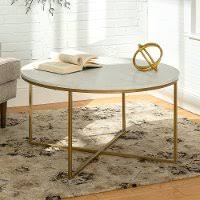 Round coffee table under $200. White Faux Marble 36 Inch Round Coffee Table With Gold Base Rc Willey