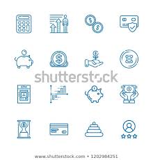 Collection 16 Financial Outline Icons Include Stock Vector