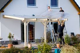 Aufbau Einer Leimholz Terrassenuberdachung Terrassenuberdachung Selber Bauen Terrassenuberdachung Uberdachung Terrasse