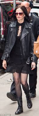 Our green strategy also means we are committed to 0% scraps, up to 90% recycled water in production, and 100% use of renewable resources. Eva Green Rocks Biker Boot And Leather Jacket Combo In New York Daily Mail Online
