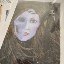Norse Goddess Hel PRINT Raven Wraith Chthonic Underworld Dark Art