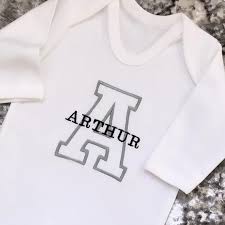 Embroidered Large Initial Babygrow Baby Initial Vest Etsy Personalized Clothes Personalised Baby Grows Personalized Baby Clothes