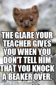 Meme Creator Funny The Glare Your Teacher Gives You When You Don T Tell Him That You Knock A Beaker Meme Generator At Memecreator Org