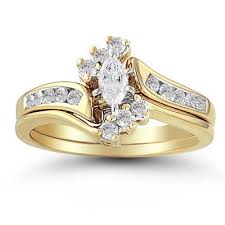 14k Yellow Gold Marquise And Round Diamond Bypass With Interlockin Contemporary Engagement Rings Yellow Gold Wedding Ring Sets White Gold Diamond Wedding Rings
