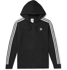 Black And White Striped Zip Up Hoodie Adidas Originals Striped Cotton Blend Jersey Zip Up Hoodie In Black Modesens Adidas Zip Up Hoodie Adidas Originals Tops Adidas Zip Up