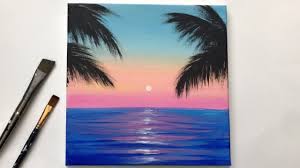 What objects can i paint on? Acrylic Painting For Beginners On Canvas Calm Sunset Acrylic Painting Easy Step By Step Youtube