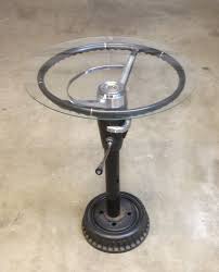 Vintage 1965 Chevy Malibu Steering Wheel And Steering Column Turned Into An End Table Car Part Furniture Wheel Lamp Car Table