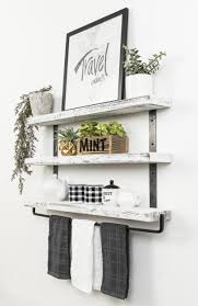 Industrial 3 Tier Floating Shelf With Towel Bar 36 Walmart Com Floating Shelves Towel Bar Shelves