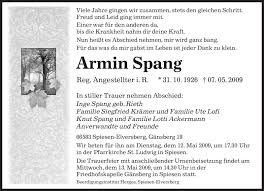 Traueranzeigen von Armin Spang