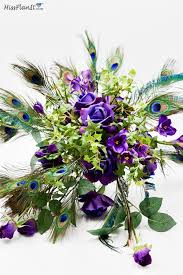 I think a good color scheme for this theme is turquoise, green, and blue. How To Make A Pretty Peacock And Purple Bridal Bouquet