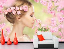 أشجار مزهرة شعر فتاة شقراء وجه بنات ورق جدران Papel De Parede أريكة تلفزيون لغرفة المعيشة ورق حائط لغرفة النوم ديكور منزلي Decorative Paper Packs Decorative Printed Paperpaper A2 Aliexpress