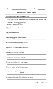 Abbreviations Worksheets Abbreviating Words In A Sentence Worksheet Grades 9 12 In 2020 Grammar Worksheets 2nd Grade Worksheets English Grammar Worksheets