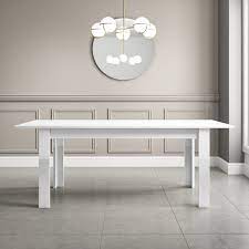Greystone rectangle wooden extending dining table. White Extendable Dining Table With High Gloss Finish 6 Seater Vivienne Furniture123