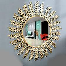 Buy Furnish Craft Steel Glass Wall Mirror Gold 24 Inch Online At Low Prices In India Amazon In Mirror Decor Mirror Design Wall Home Decor Mirrors