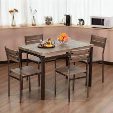 Choose from a variety of styles ranging from traditional to modern that match your dining chairs and explore other dining table styles today. Zenvida 5 Piece Dining Set Rustic Grey Wooden Kitchen Table And 4 Chairs Walmart Com Walmart Com