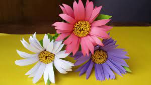 How To Make Aster Flower With Colour Paper Youtube Paper Flowers Diy Tissue Paper Flowers Paper Flowers Diy Easy