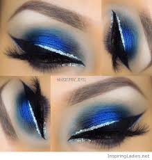 blue eye makeup with silver glitter eye