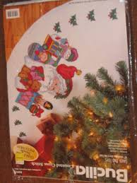 This chunky yarn crochet christmas tree skirt will be the perfect finishing touch to your christmas tree decorations. Counted Cross Stitch Tree Skirts Counted Cross Stitch Christmas Tree Skirts Tree Skirt Kits Pretty Chic Home Decor