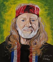 Willie & Tim Wakefield with art made from the sound waves of Willie's songs.