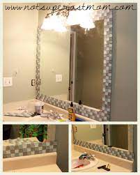 First choose a mosaic glass tile you like, then sand down the glaze from the original tub and start gluing the tiles to the tub's surface. Do It Herself How To Mosaic Tile A Mirror Caffeine And Cabernet