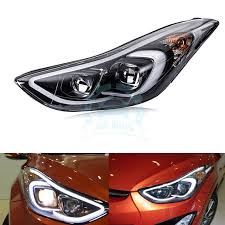 details about car headlights for hyundai elantra 2012 2016 with led drl and bi xenon projector